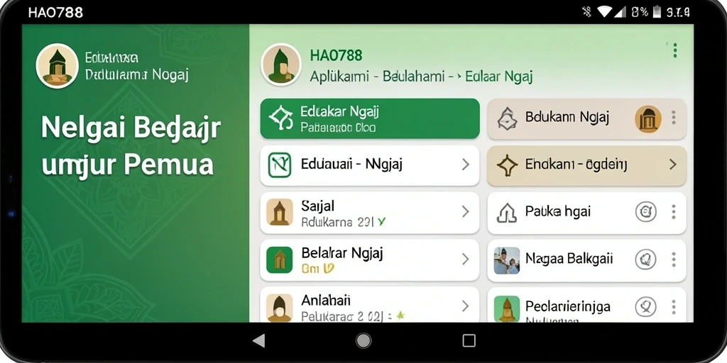 Tampilan antarmuka HAO788 untuk belajar ngaji yang interaktif.