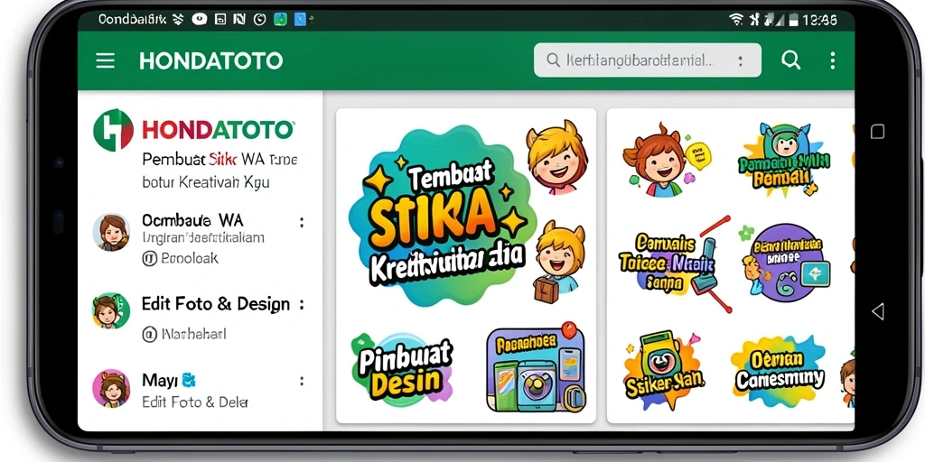 Tampilan antarmuka HONDATOTO untuk membuat stiker WA yang menarik dan mudah digunakan.
