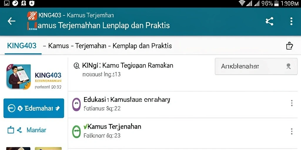 Tampilan antarmuka aplikasi KING403 yang sederhana dan fungsional.