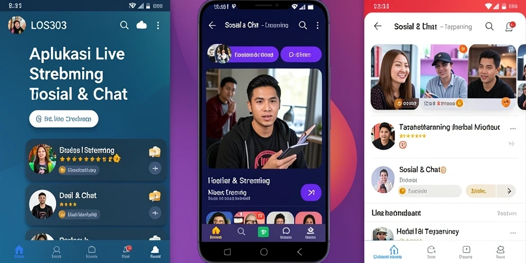 Tampilan antarmuka aplikasi LOS303 saat melakukan live streaming.