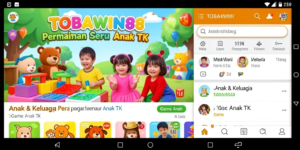 Tampilan antarmuka TOBAWIN88 yang ceria dan menarik bagi anak-anak.